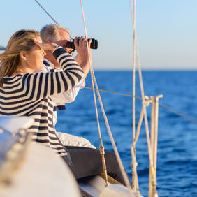 couple sailing on yacht