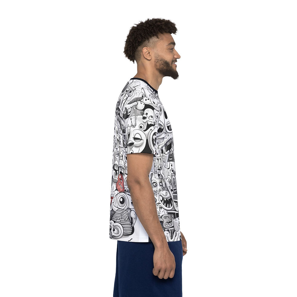 תמונה ממוזערת: Sports Jersey Tee for Men with Doodle Design