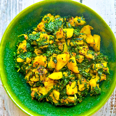 Potato And Leafy Greens Bhaji