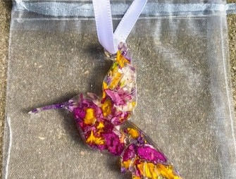 Funeral Flower Keepsake Hummingbird Sun catcher Ornament