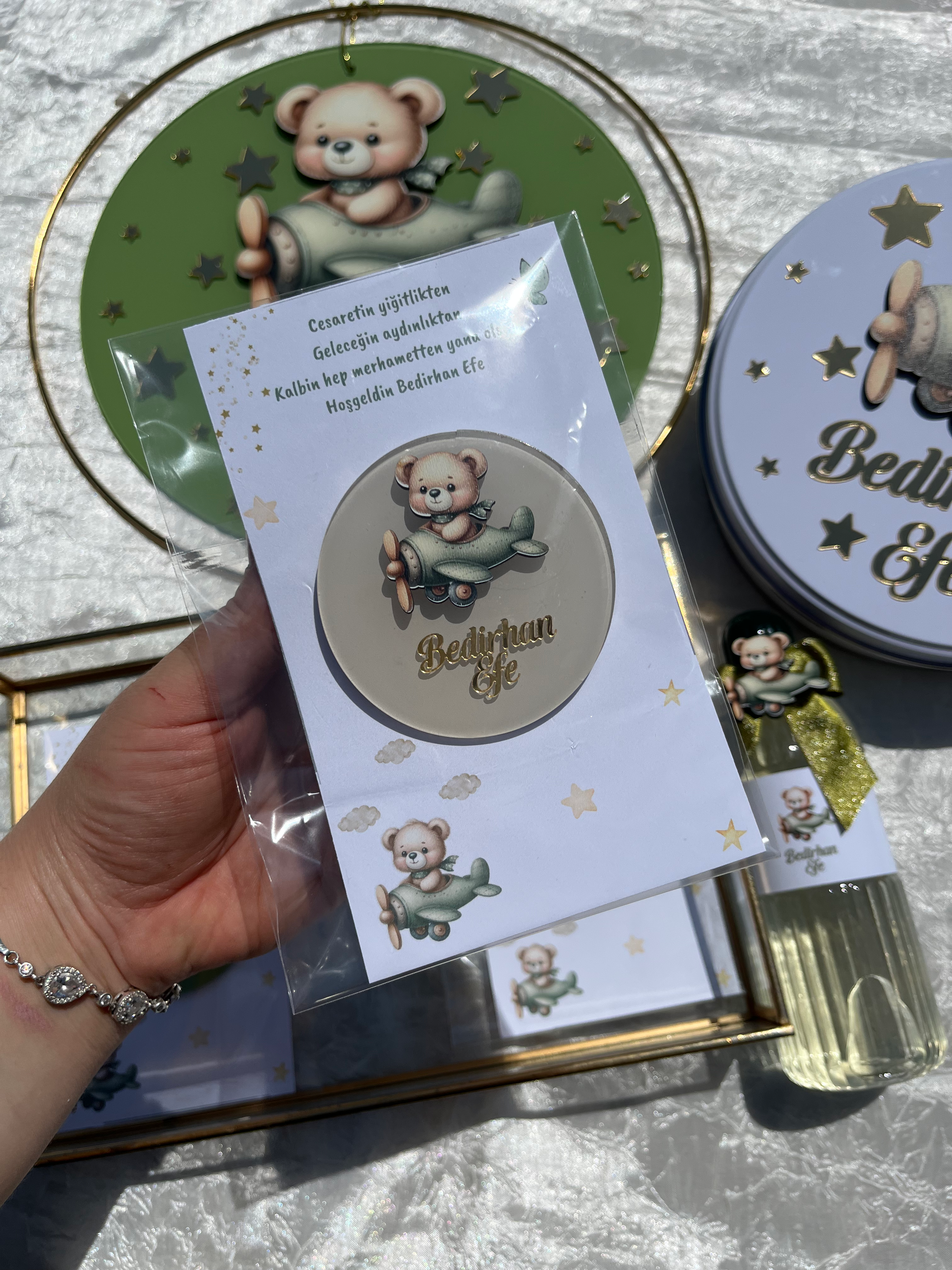 Uçaklı ayıcık figürlü magnet (10adet)