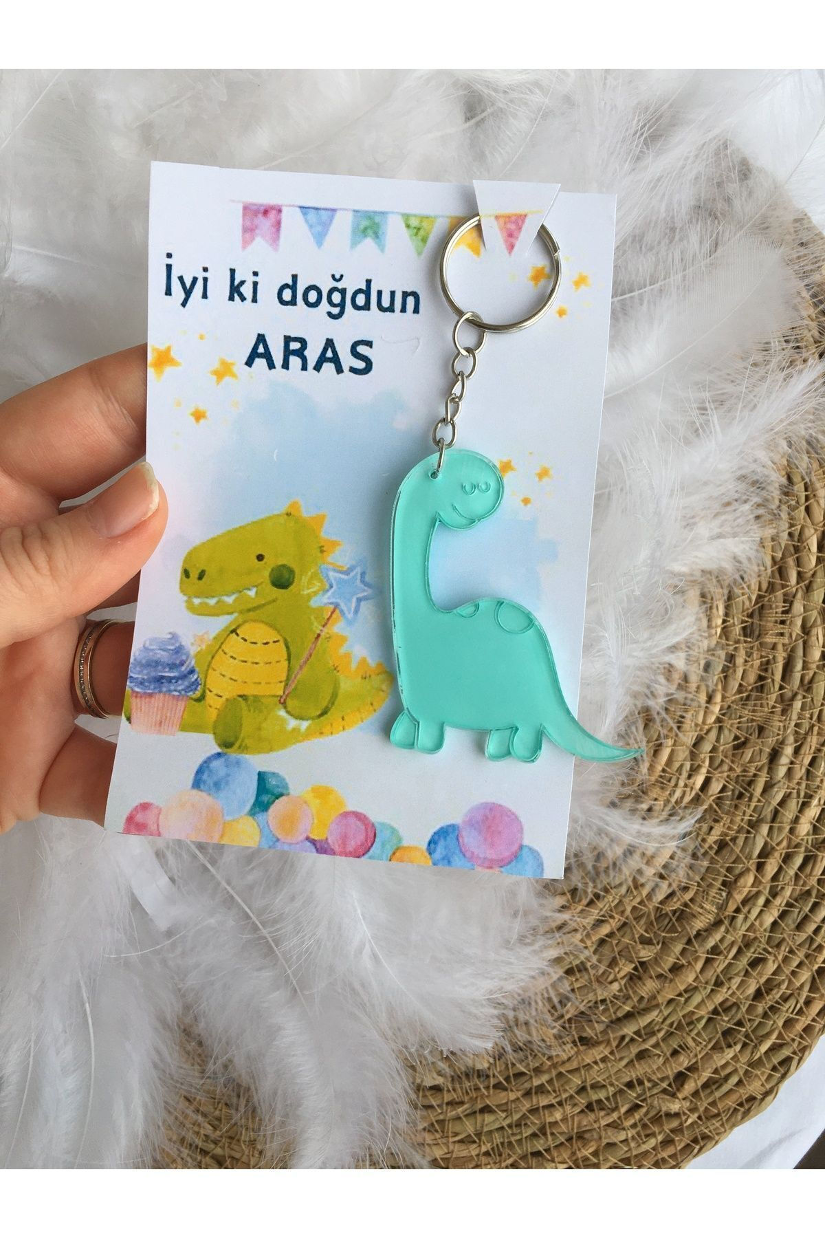 Bebek Mevlit Hediyeliği Dinazor Şeklinde Anahtarlık(10 Adet)