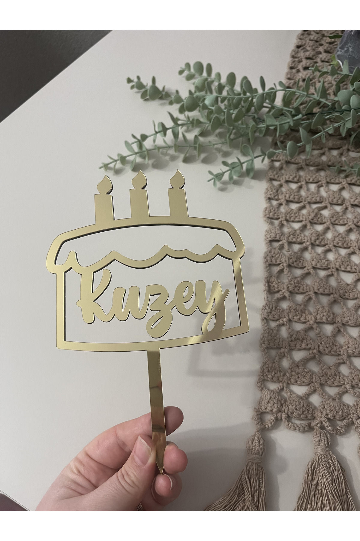 İsme özel pasta model Ayna Pleksi Pasta Süsü Pasta kürdanı