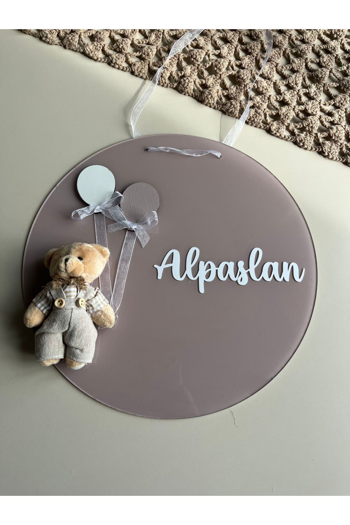 Ayıcıklı Balonlu Model Pleksi Yenidoğan Bebek Hastane Çocuk Odası kapı süsü 3