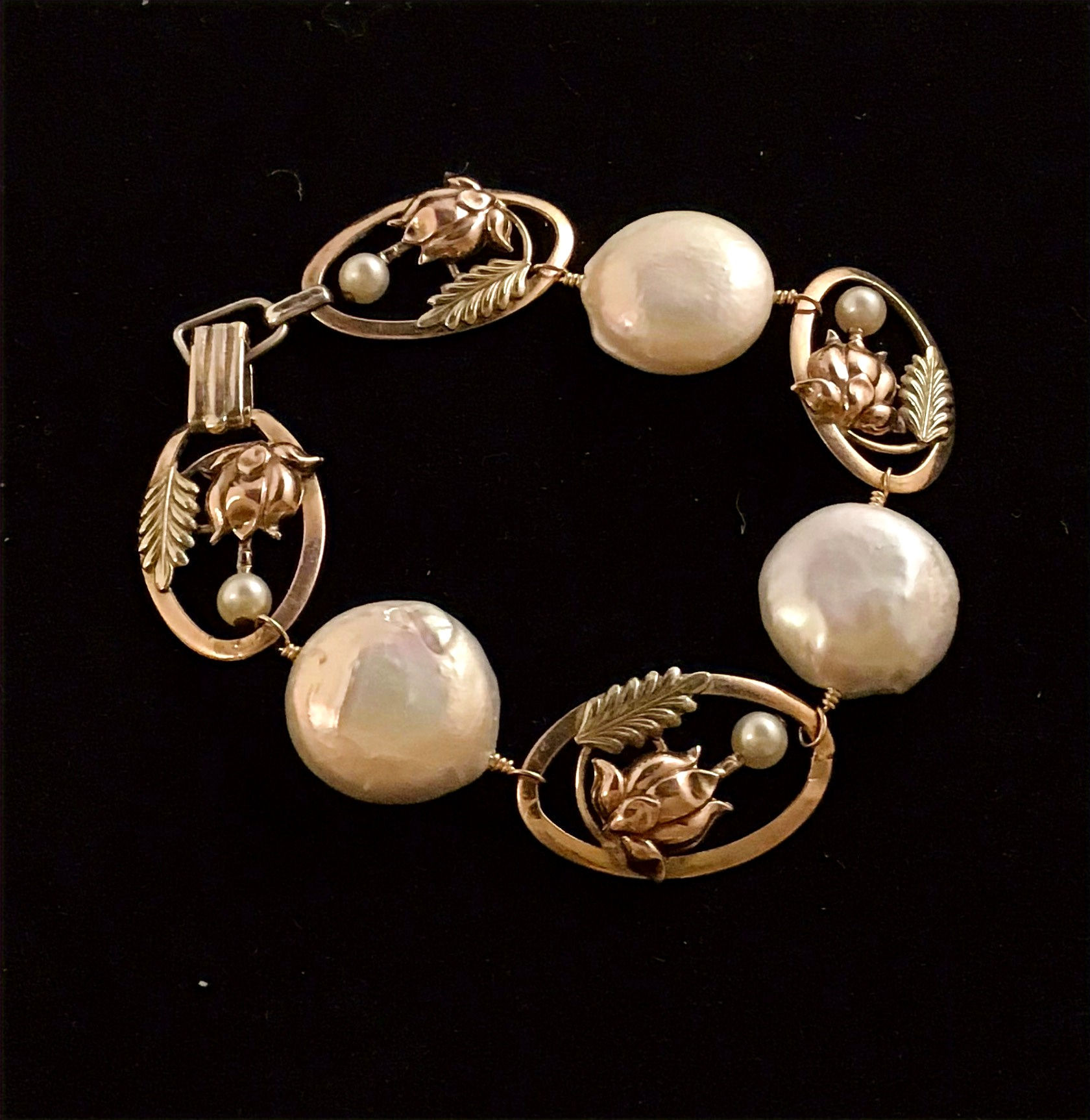 Vintage Gold & Pearl Bracelet
