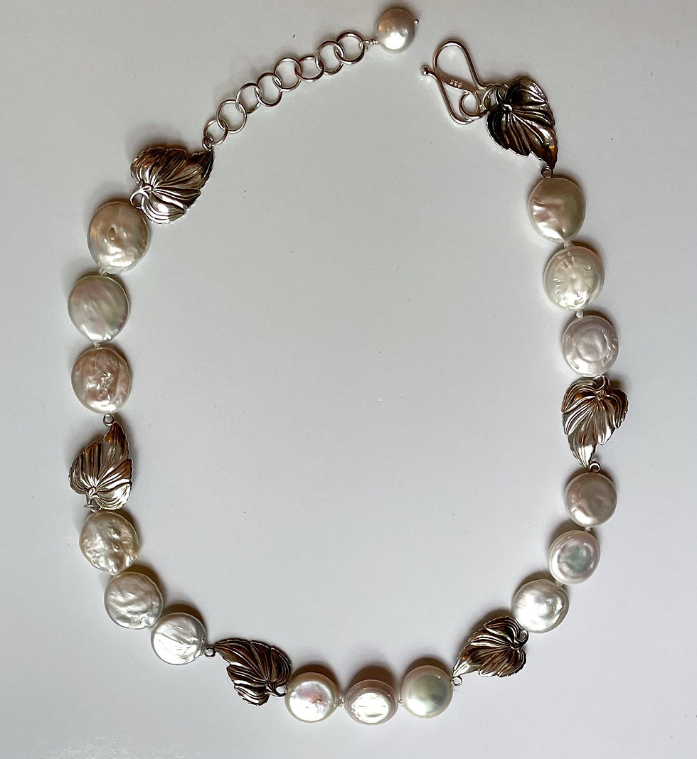 Coin Pearl and Vintage Sterling Leaves