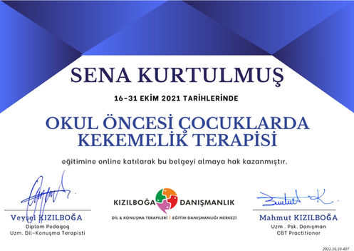 Stuttering Therapy in Preschool Children Sena Kurtulmuş