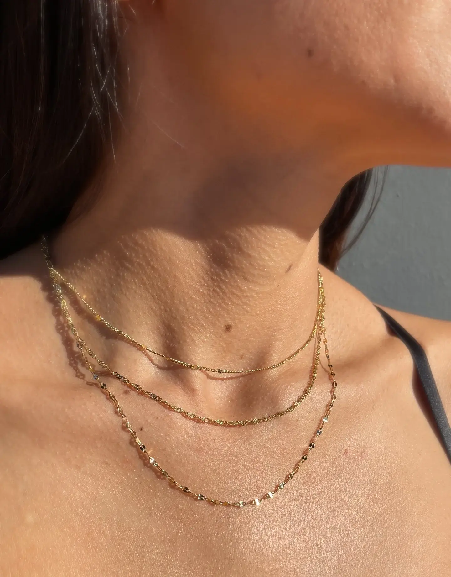 Collar Capas Simple - Baño de Oro 18k, Acero Inoxidable