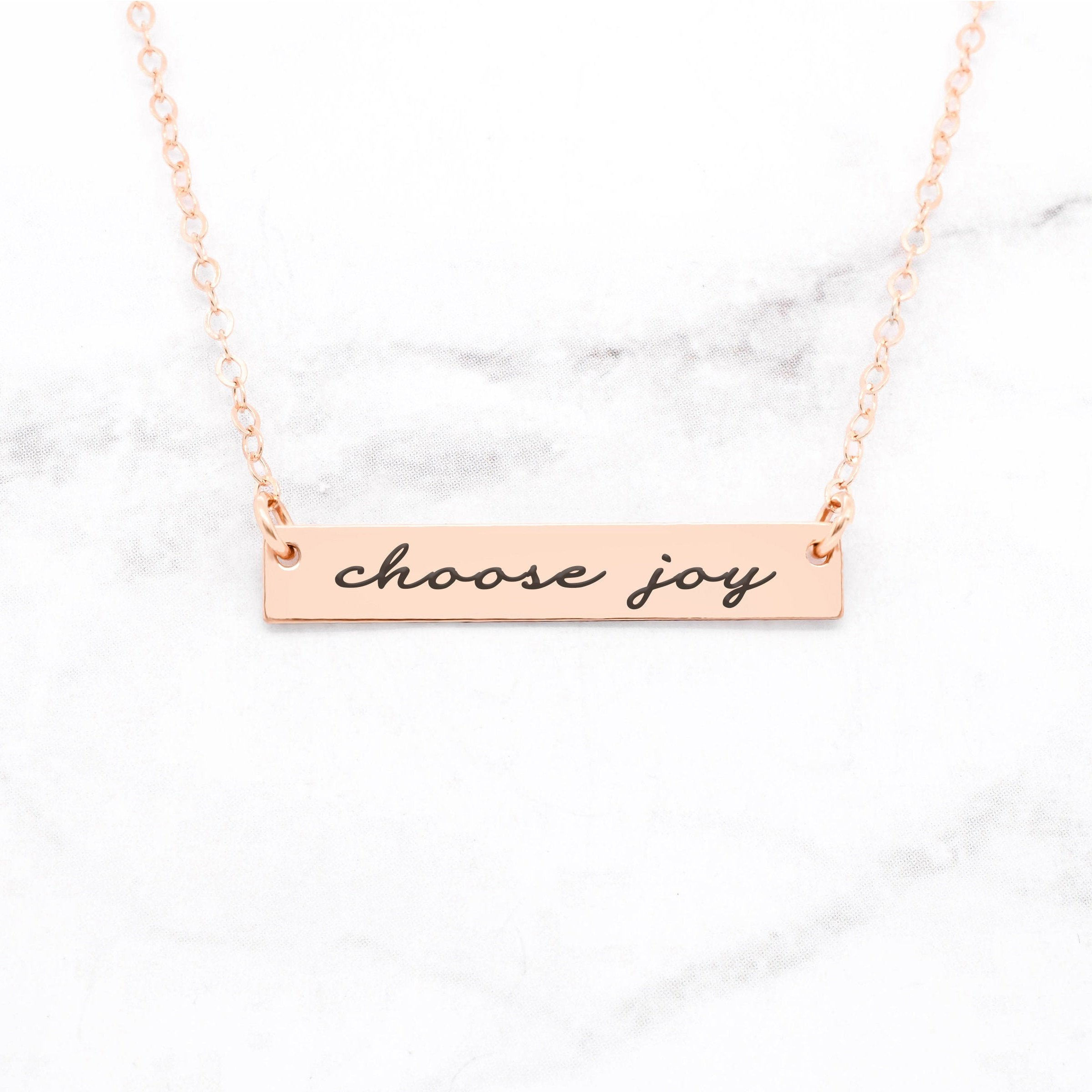 Choose Joy - Rose Gold Quote Bar Necklace