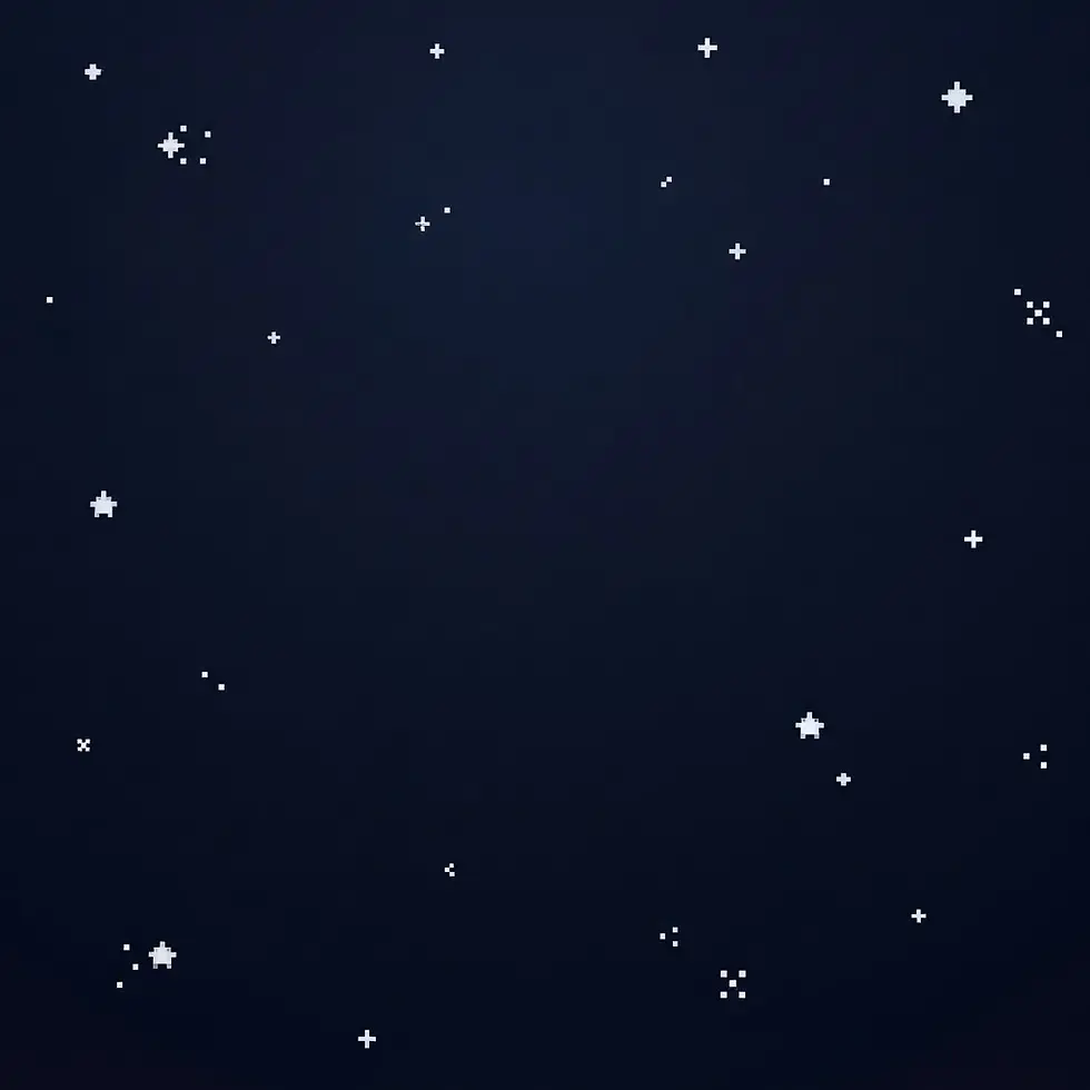 Digital illustration of a dark night sky scattered with numerous small white stars of various shapes. The scene evokes a peaceful and dreamy atmosphere.