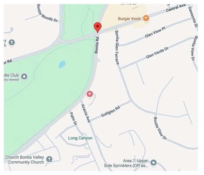 Two five-foot wide bike safety lanes will be added on Bonita Road from Bonita Valley Community Church to the intersection of Bonita Road & Central Avenue | Google map | Click on image to enlarge