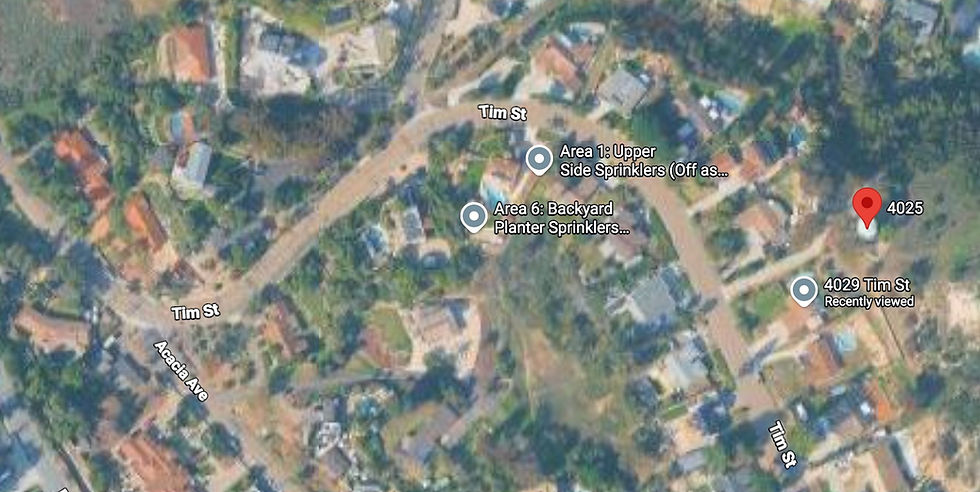 This is the location of the "old" Wheeler Tank at 4025 Tim Street. I put a red balloon on it for easier finding | Photo from Google | Click on image to enlarge
