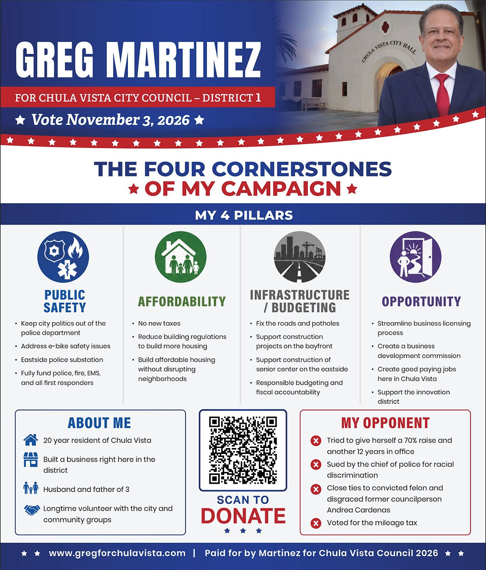 Greg Martinez is Running for Chula Vista City Council District One