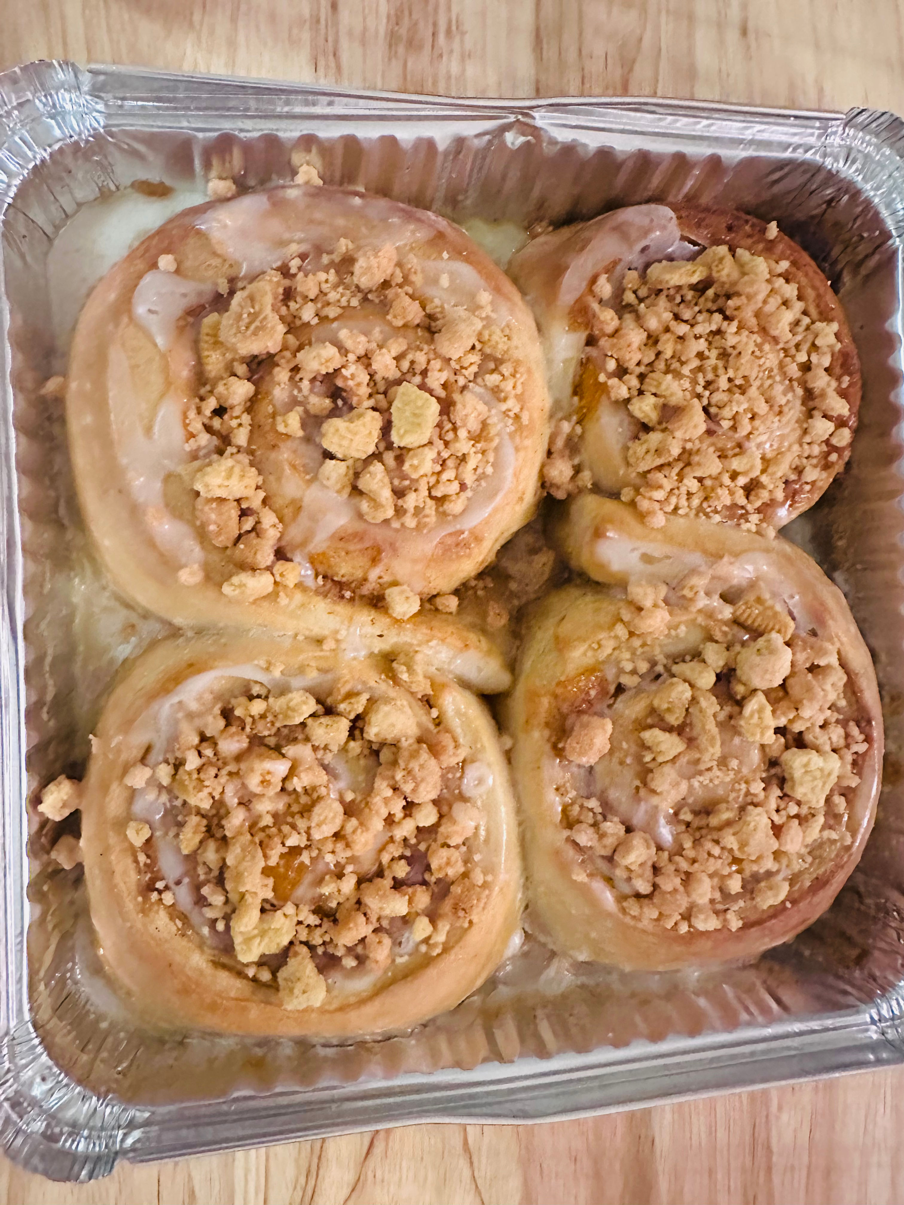 Peach Cobbler Sourdough Sweet Rolls