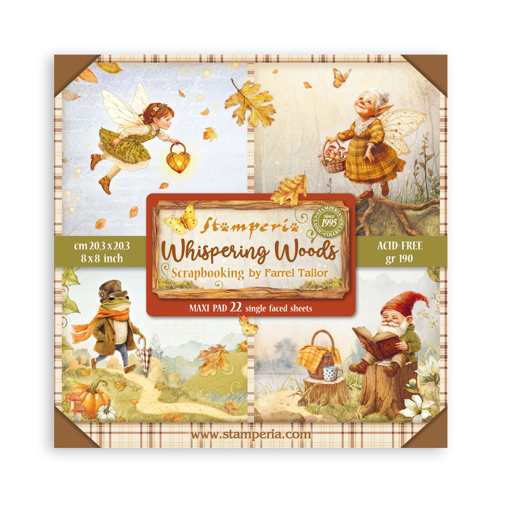 Scrapbooking Pad 22 sheets cm 20,3X20,3 (8"X8") Single Face Whispering woods