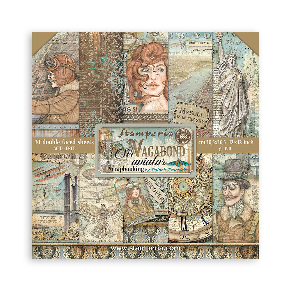 Scrapbooking Pad 10 sheets cm 30,5x30,5 (12"x12") - Sir Vagabond Aviator