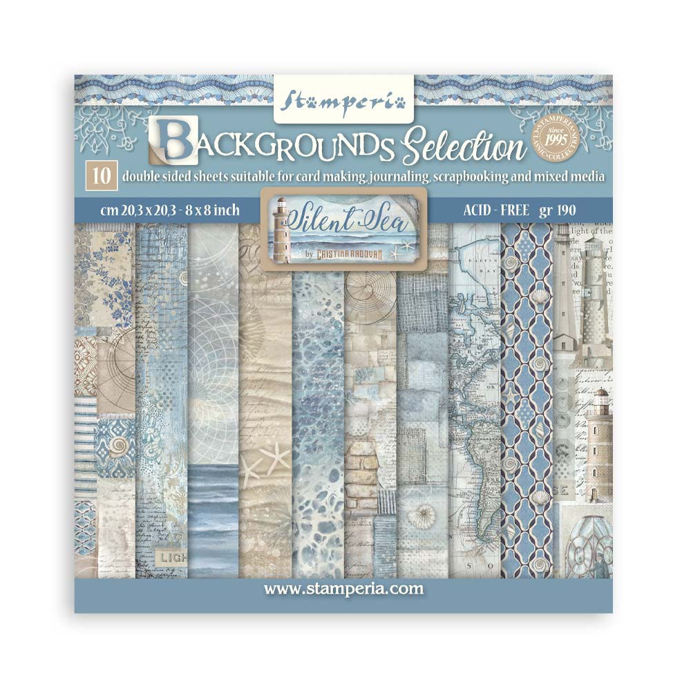 Scrapbooking Small Pad 10 sheets (8"X8") Backgrounds Selection - Silent Sea