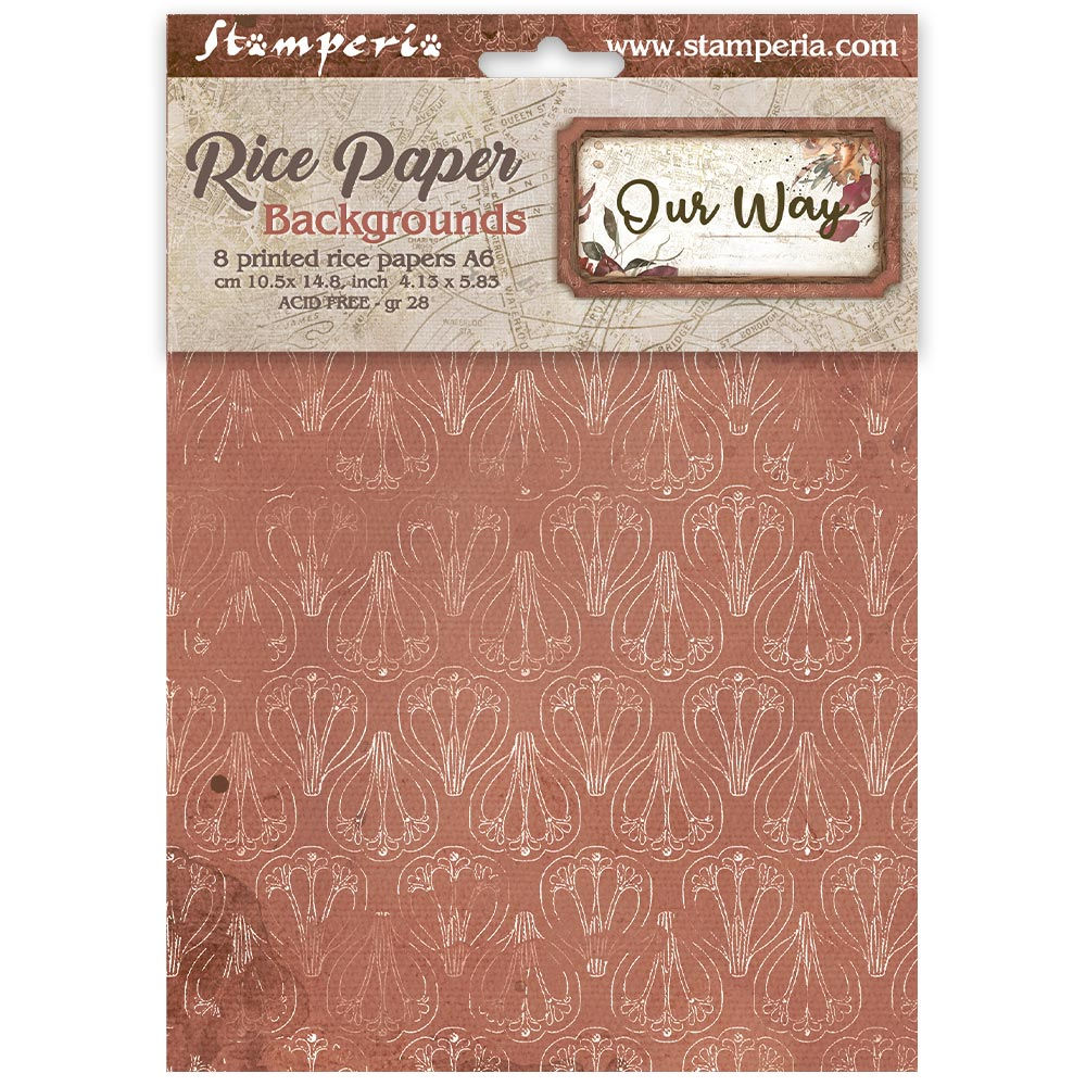 Printed 8 Rice paper A6 backgrounds selection for Art and Craft - Our Way