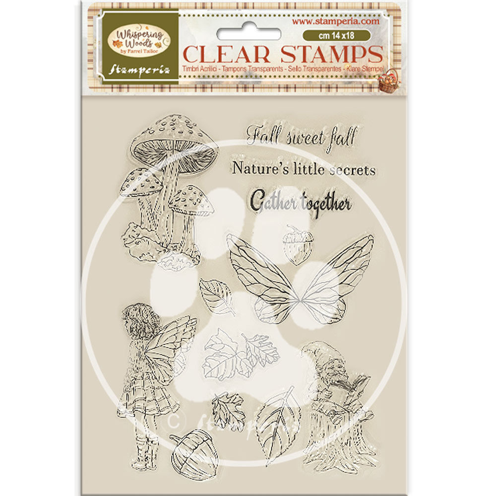 Acrylic stamp cm 14x18 - Whispering woods mushrooms and fairies