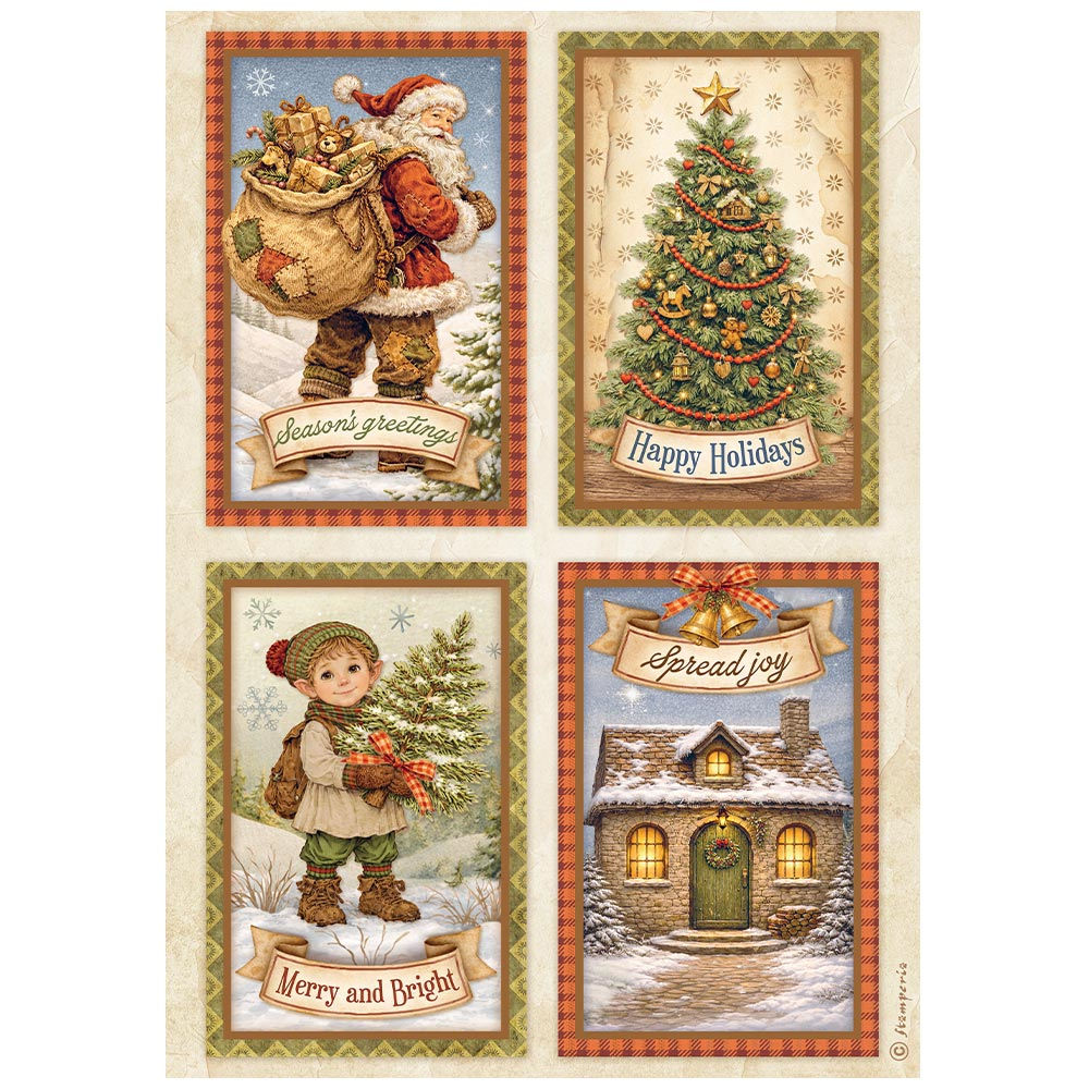 Printed A4 Rice paper for Art and Craft - Silent Night 4 cards