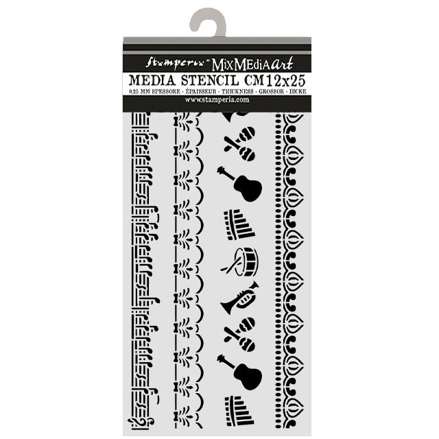 Thumbnail: Cut laser stencil for Art and Craft cm 12X25 - Symphony borders