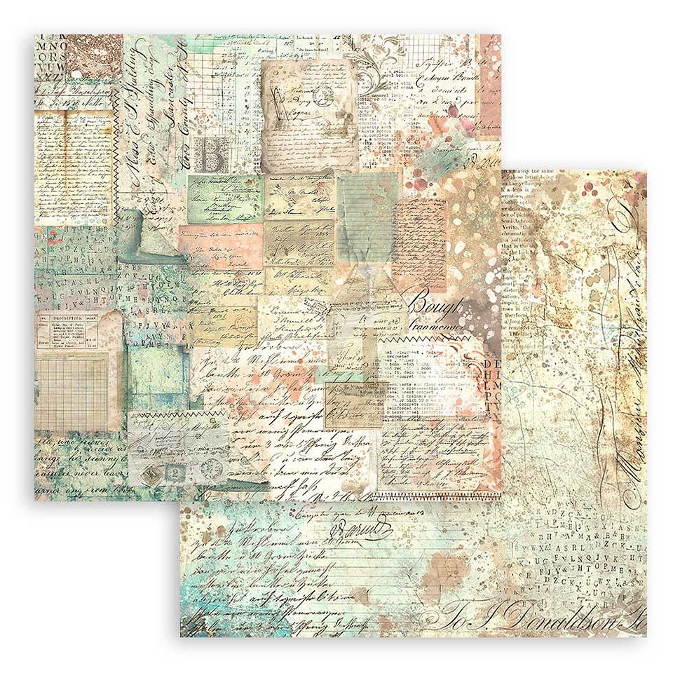 Thumbnail: Scrapbooking Small Pad 10 sheets (8"X8") Backgrounds Sel. - Brocante Antiques