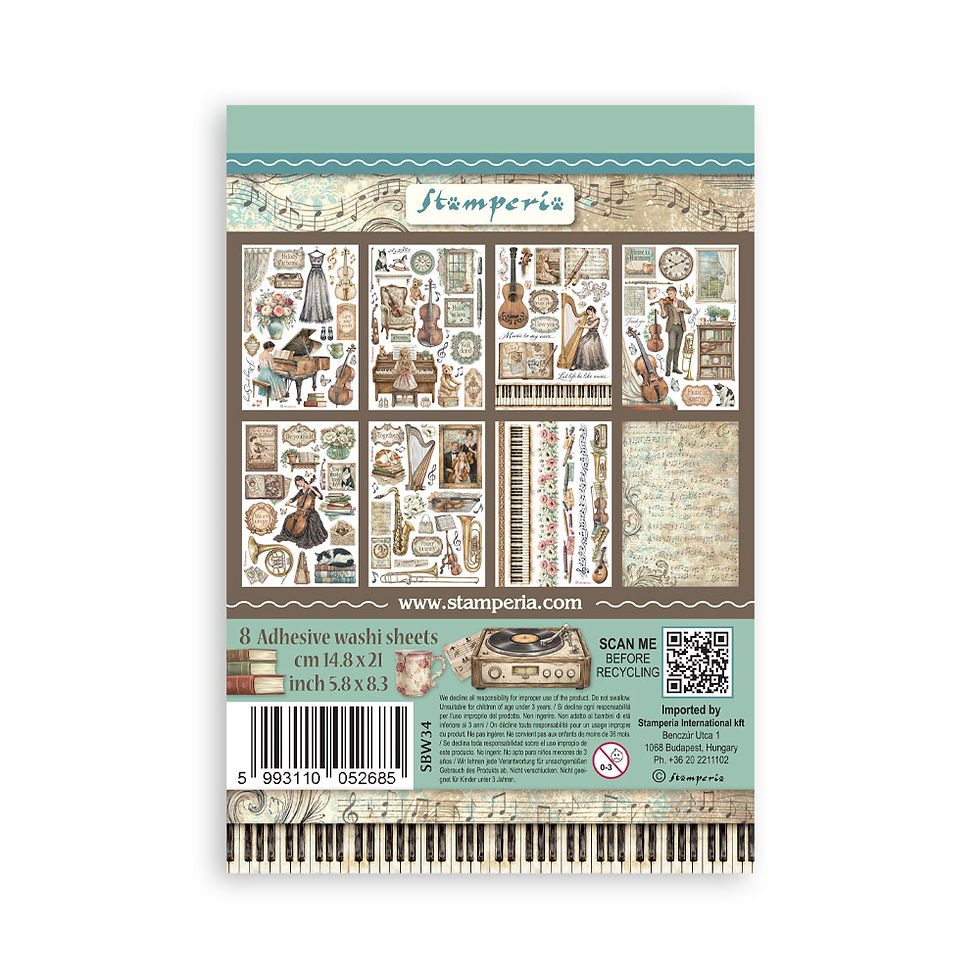 Thumbnail: Printed Washi pad for Art and Craft A5 8 sheets - Symphony