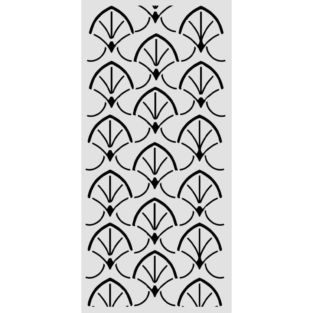 Cut laser stencil for Art and Craft cm 12X25 - Oriental Garden borders