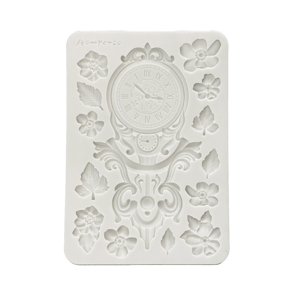 Silicon mould A5 - Gardens of Time clock and flowers