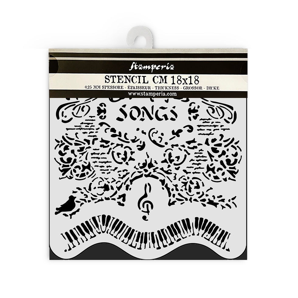 Thumbnail: Thick stencil cm 18X18 - Music songs and piano