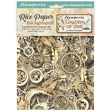 Selection 8 Rice paper A6 backgrounds Gardens of Time