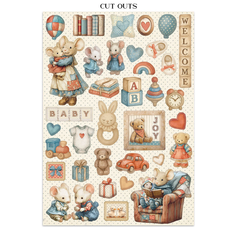 Thumbnail: Junk journal stickers, cut-outs, backgrounds - Baby