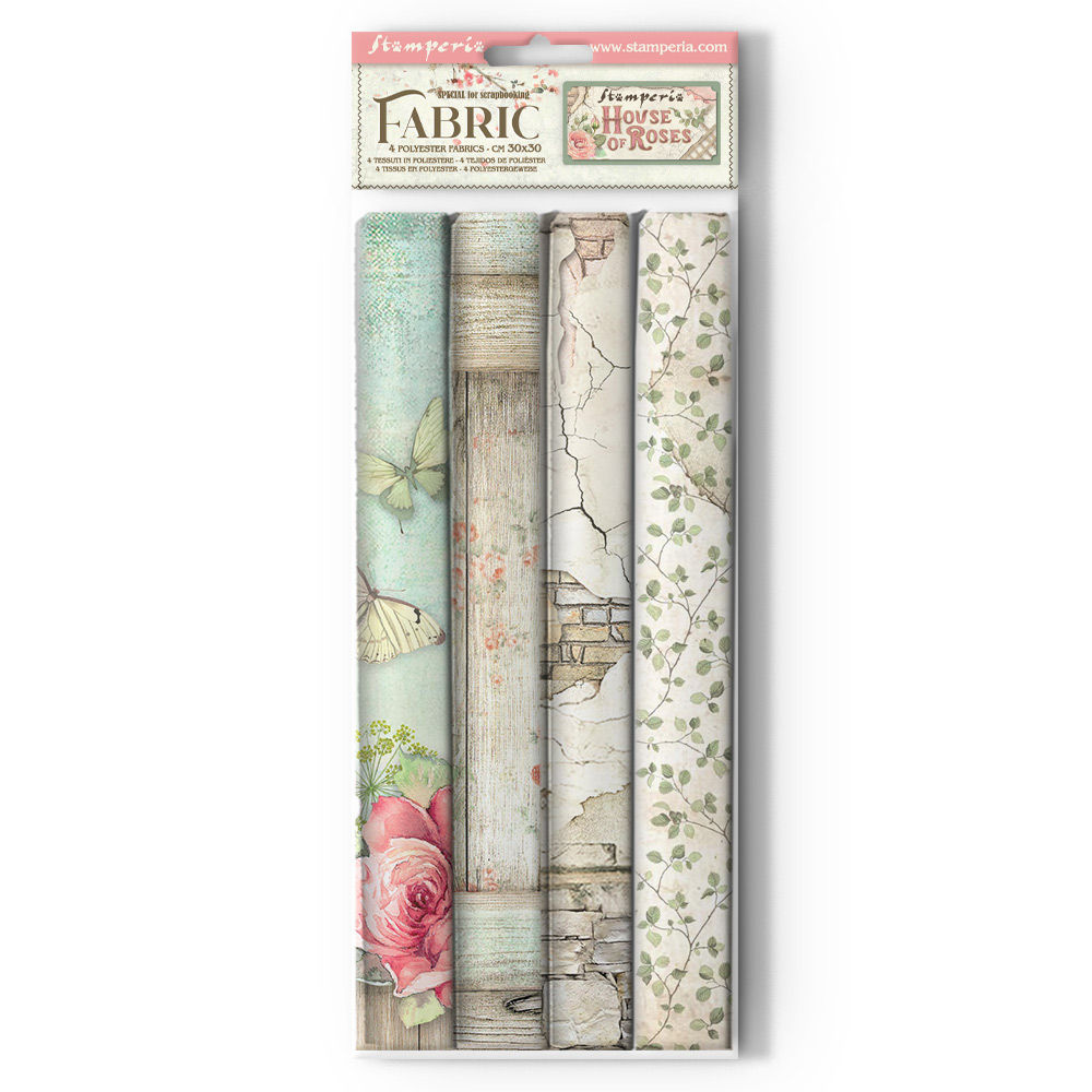Pack 4 sheets fabric cm 30x30 - House of Roses