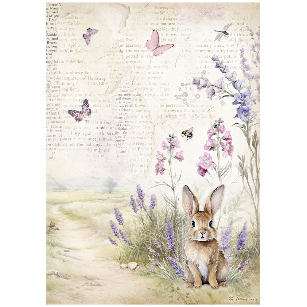 A4 Rice paper packed - Lavender bunny