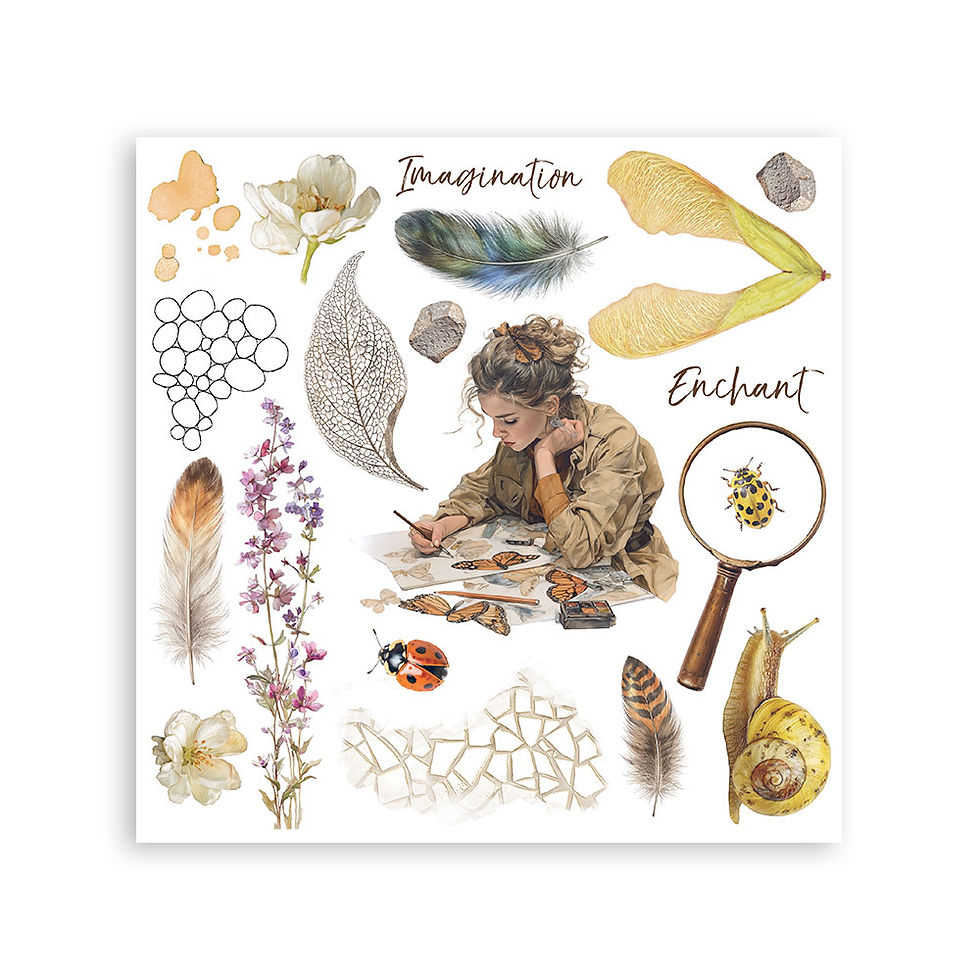 Thumbnail: Printed Decorative Rub on kit for Art and Craft cm 15,5x15,5 - All Around