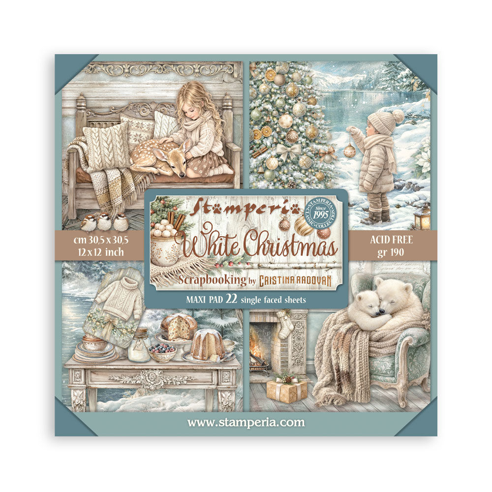 Scrapbooking Pad (12"x12") Single face - White Christmas