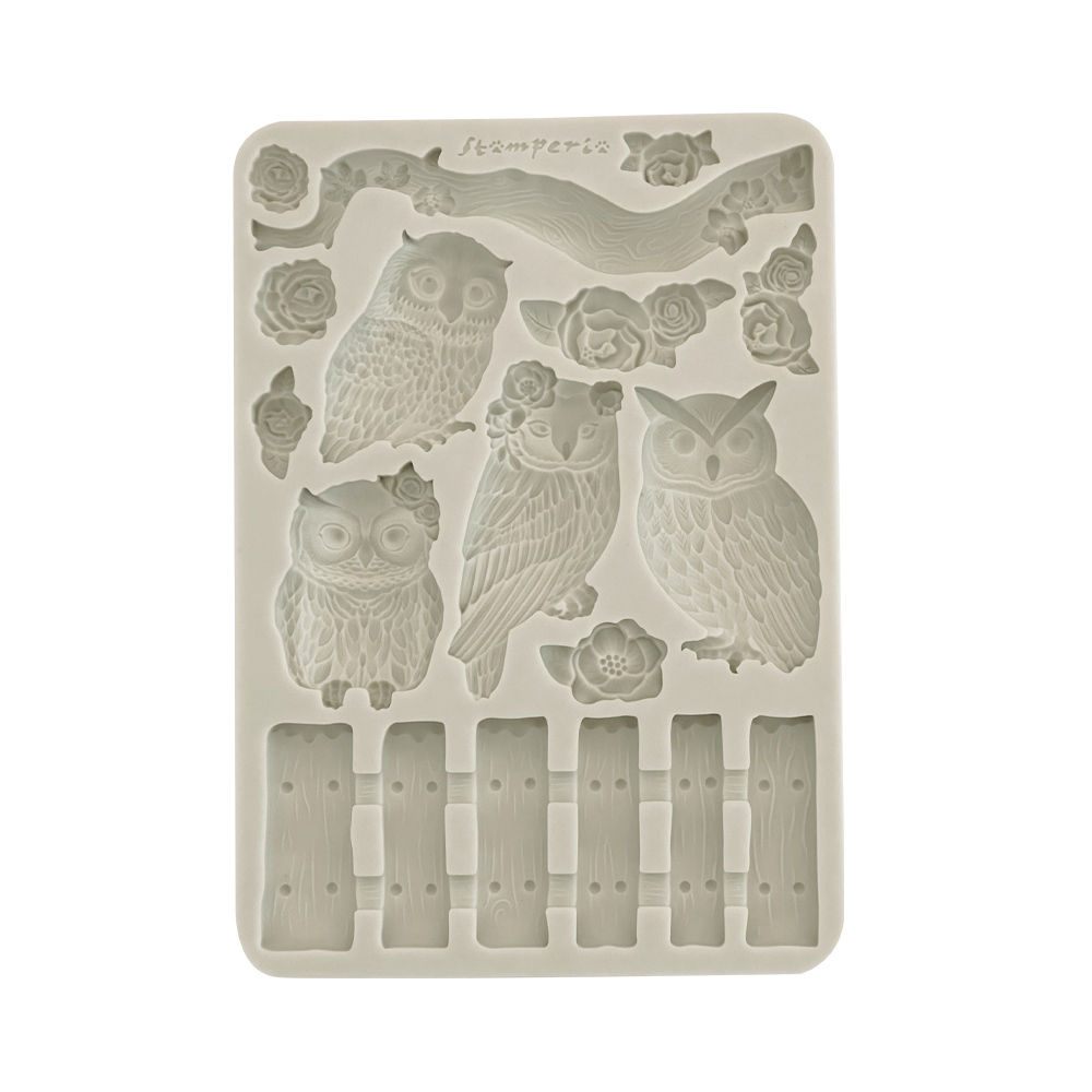 Silicon mould A5 - The Owl's House owls and branch