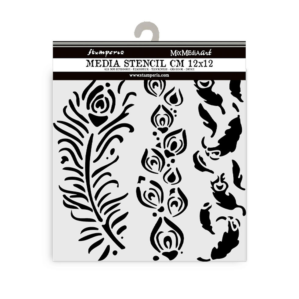 Miniatura: Thick stencil cm 12X12 - Masquerade feathers