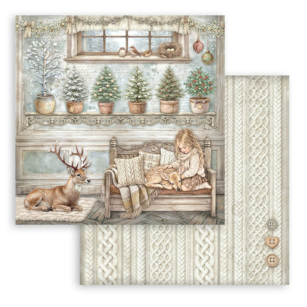Thumbnail: Scrapbooking Printed Pad for Art and Craft (12"x12") - White Christmas