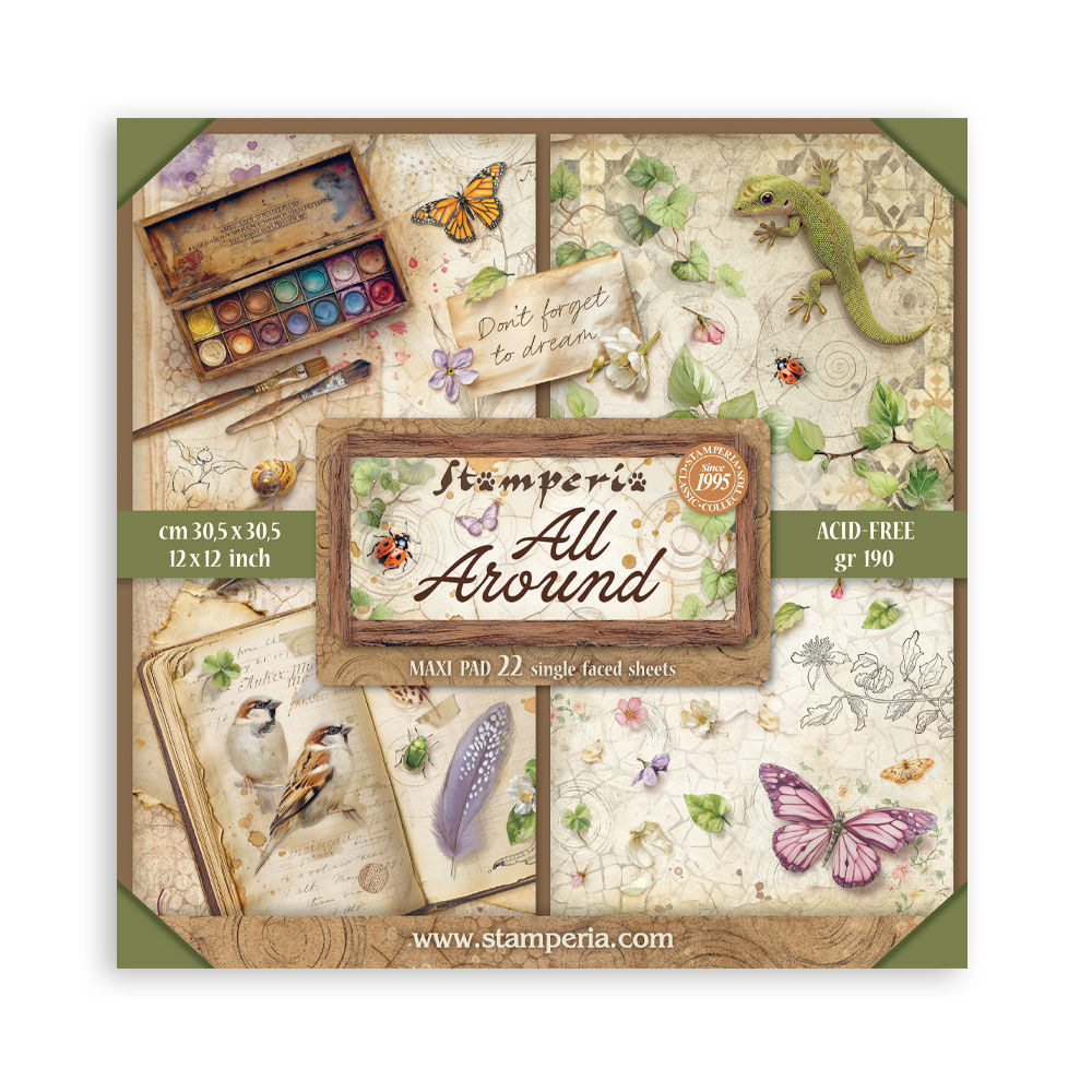 Scrapbooking Pad 22 sheets 12"x12" Single face - All Around