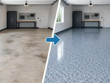 Garage Flake Floor Before and After Results
