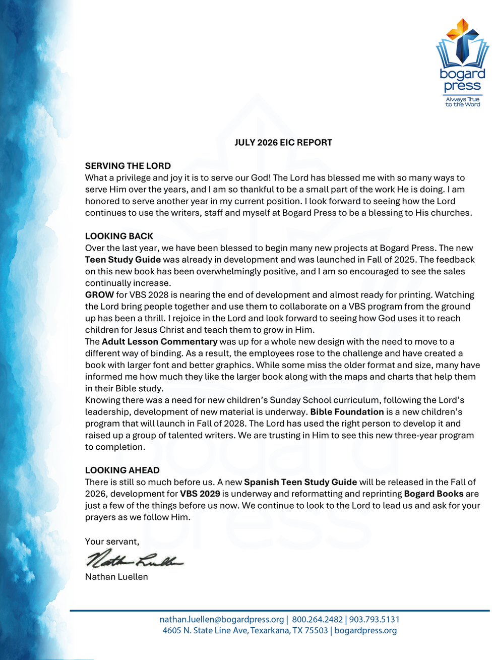 Bogard Press - EIC, Nathan Luellen