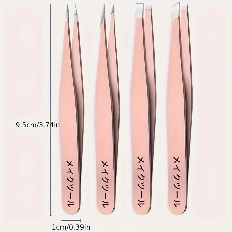 Thumbnail: 4pcs Set Professional Eyebrow Hair Removal Splinter Tweezers Set Perfect for