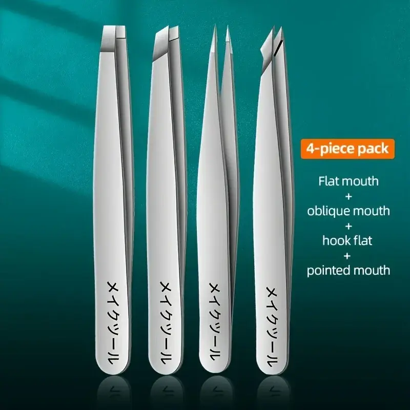 Thumbnail: 4pcs Set Professional Eyebrow Hair Removal Splinter Tweezers Set Perfect for