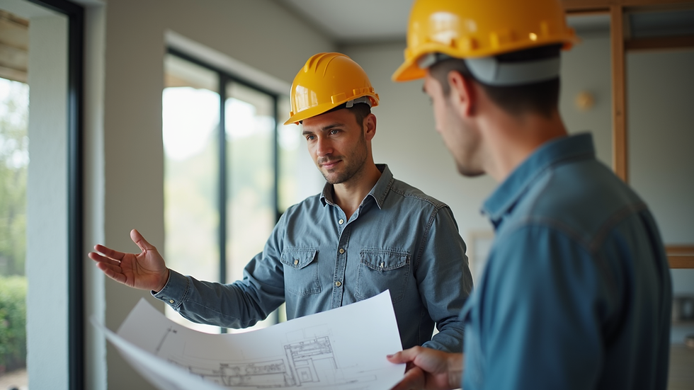Eye-level view of a contractor discussing renovation plans with a client