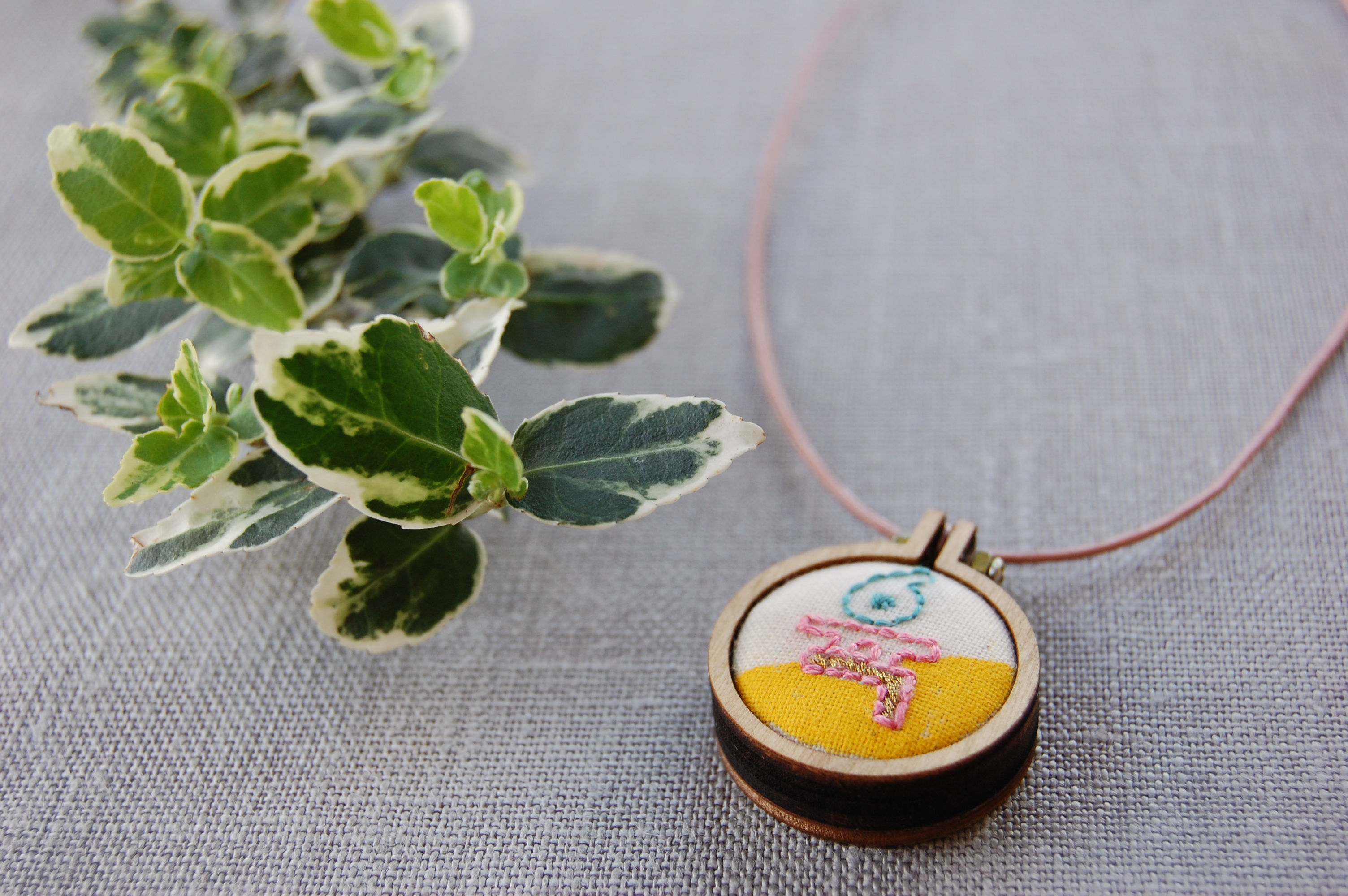 Six 육 Yuk  embroidery Necklace