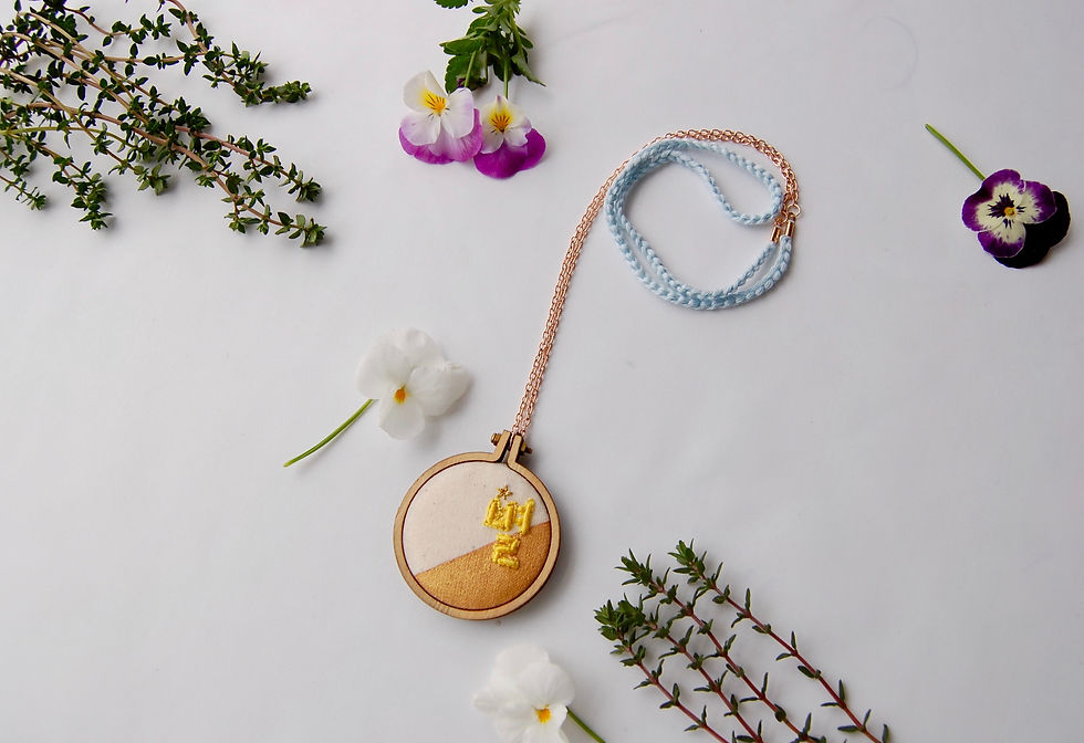 Thumbnail: Star byul 별 embroidery Necklace
