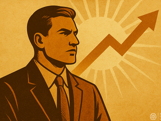 Illustration of a confident man in a suit standing in front of a rising arrow and sunburst, symbolizing focus, discipline, and long-term financial growth.