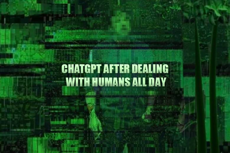 An exhausted man meme representing ChatGPT after dealing with humans all day