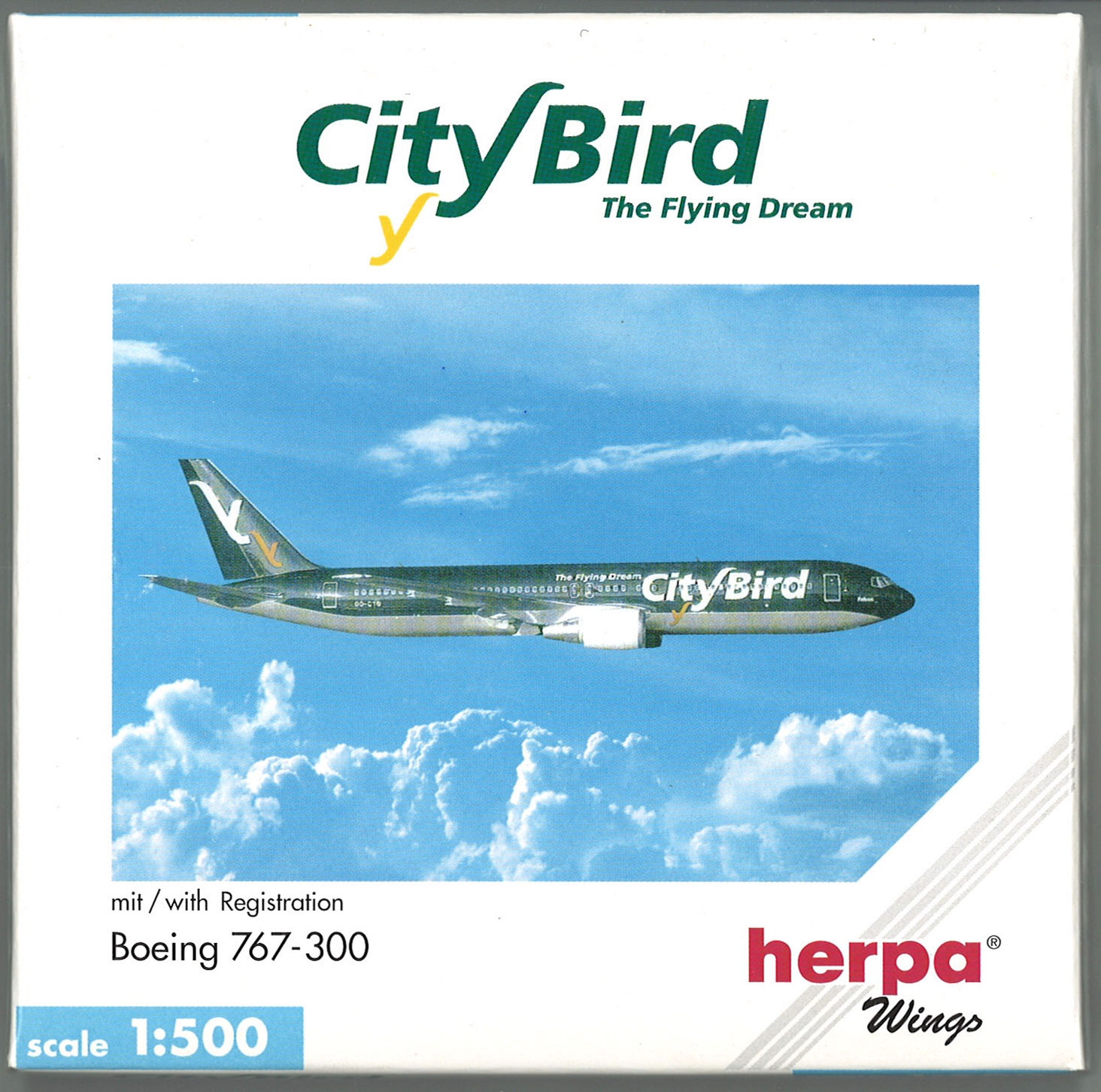 City Bird Scale 1-500 model diecast Boeing B767-300 OO-CTQ Falcon